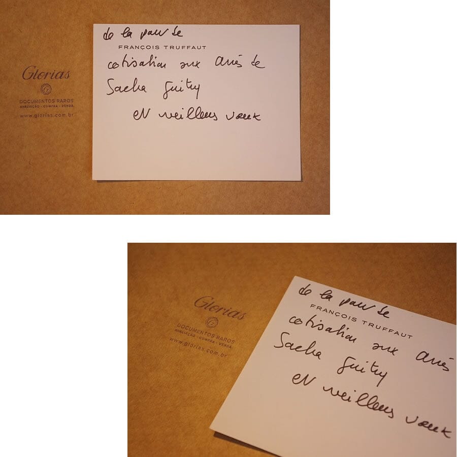 Bilhete manuscrito de François Truffaut