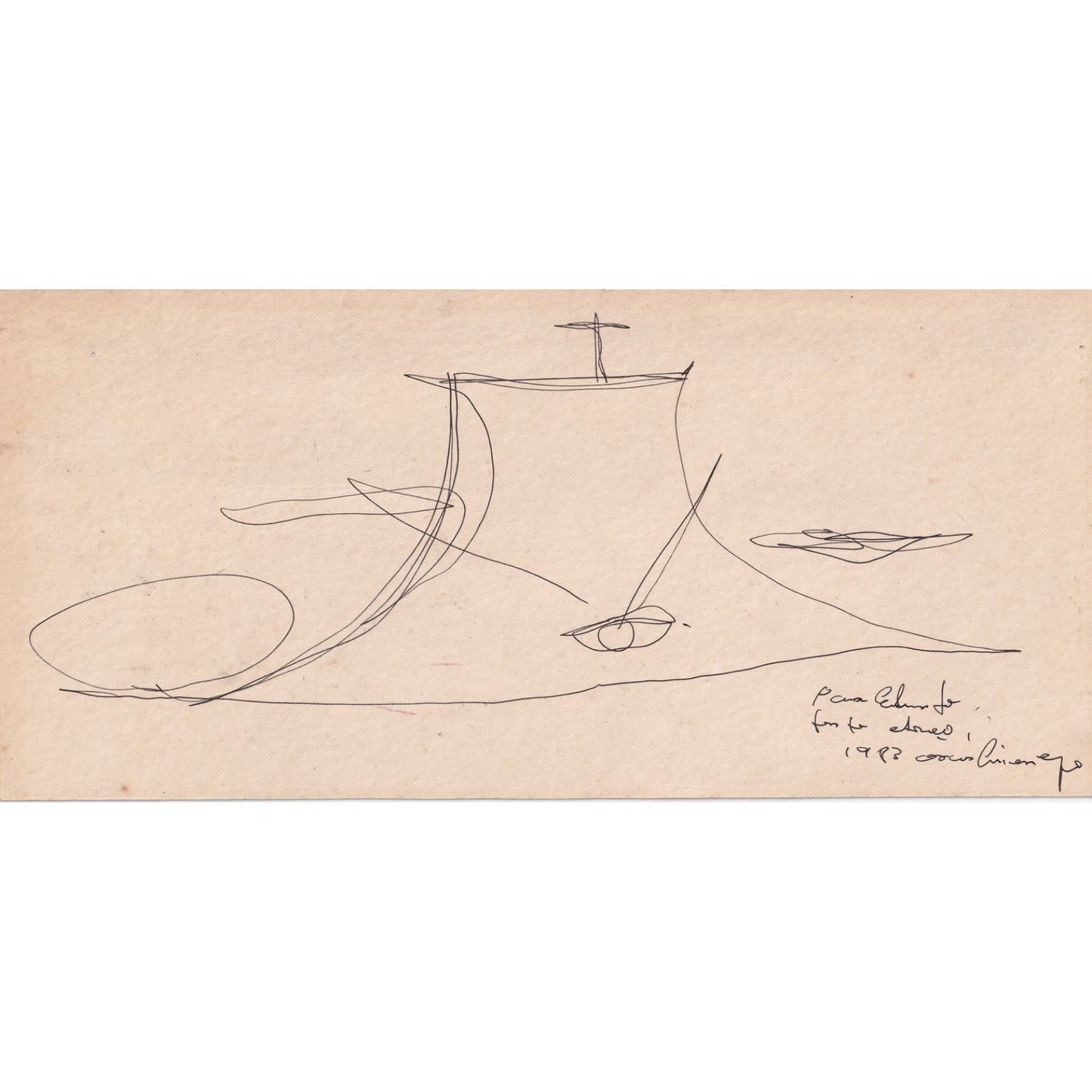 Desenho original com dedicatória de Oscar Niemeyer (1983) Desenhos Com certificado de autenticidade e garantia