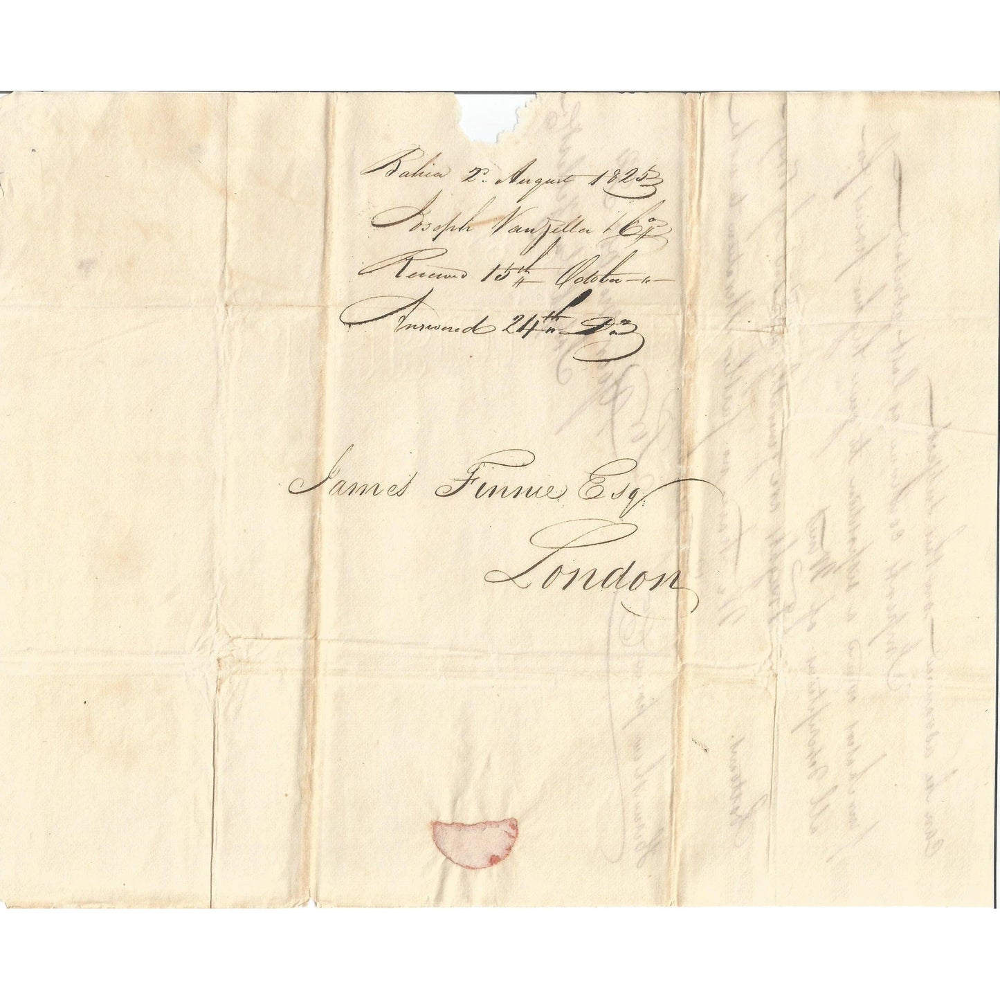 Cartas do comércio marítimo internacional entre o Brasil e a Europa (1825) Manuscritos Com certificado de autenticidade e garantia