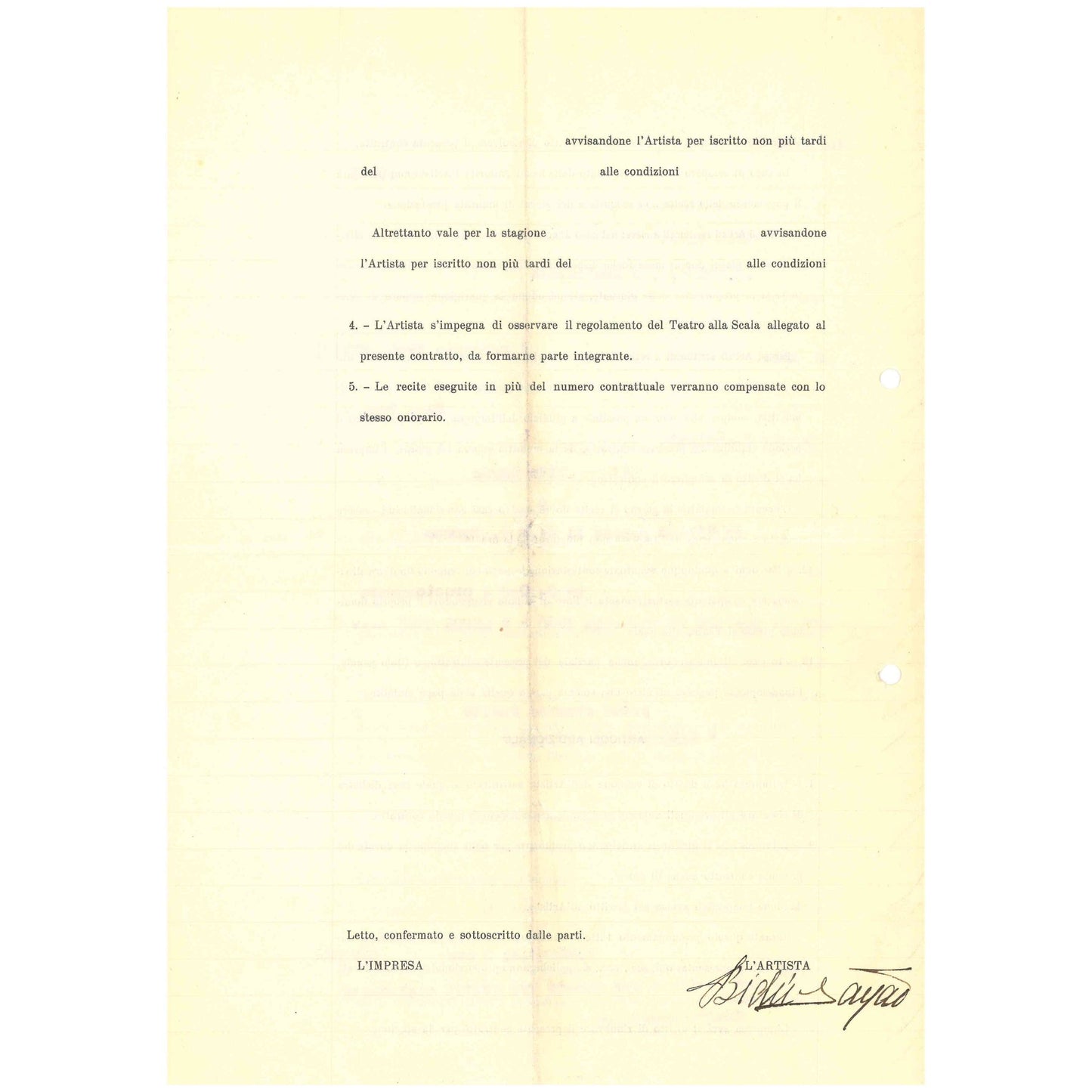 Contrato assinado por Bidu Sayão (1930) Cartas Com certificado de autenticidade e garantia