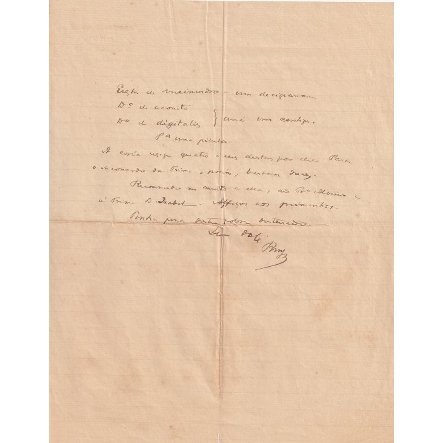 Carta manuscrita de Ruy Barbosa (1883) Com certificado de autenticidade e garantia