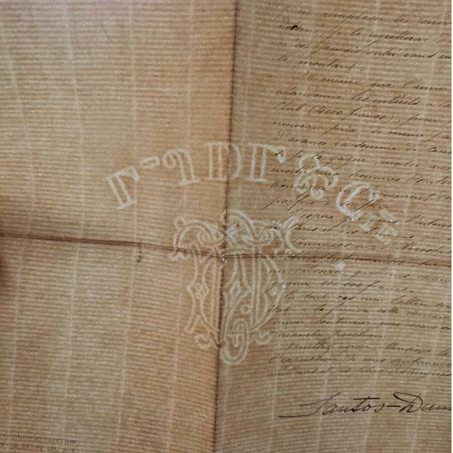 Carta assinada por Santos Dumont para o Presidente do AeroClube em Paris (1901) Autógrafos e dedicatórias Com certificado de autenticidade e garantia