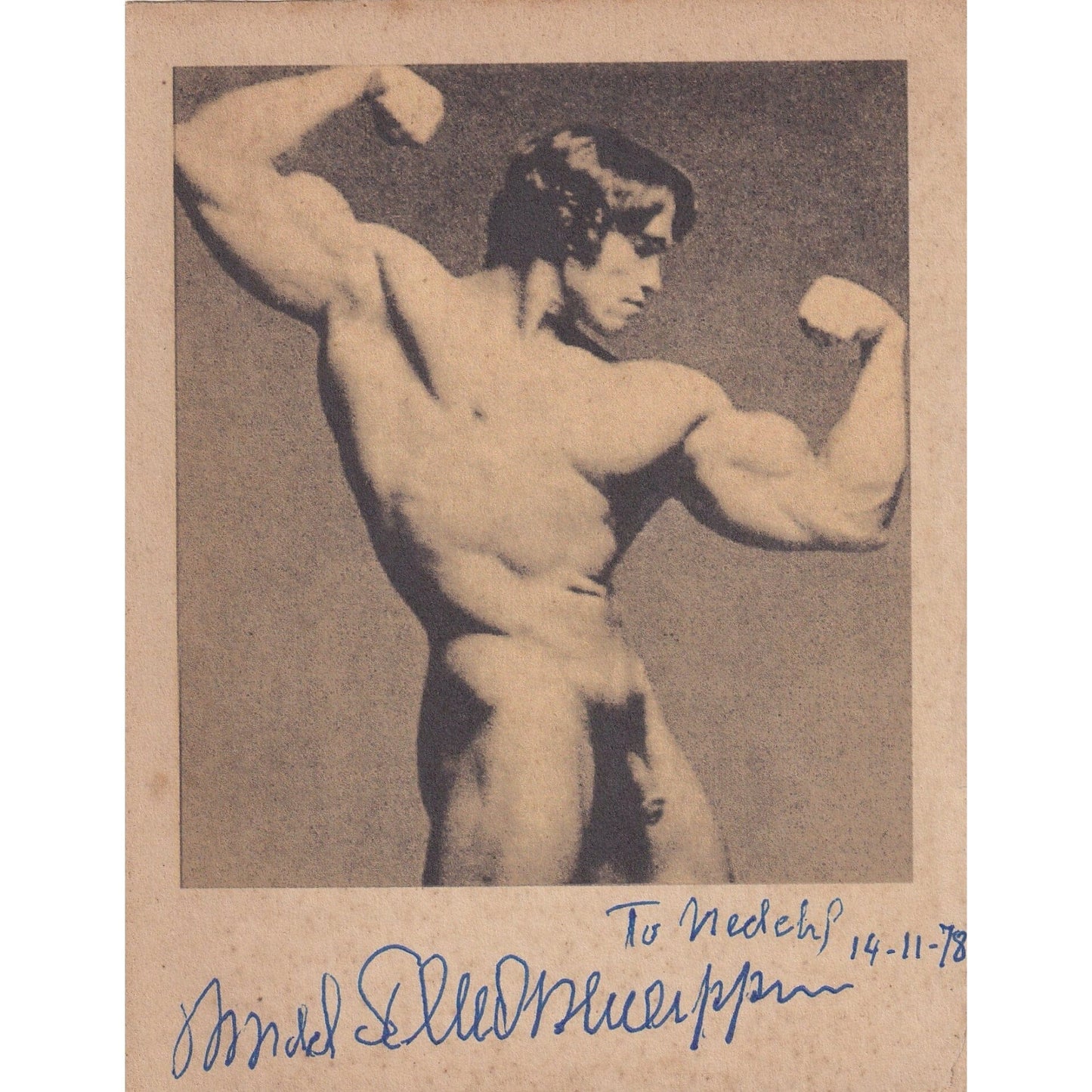 Fotografia autografada por Arnold Schwarzenegger (1978) Fotografias Com certificado de autenticidade e garantia