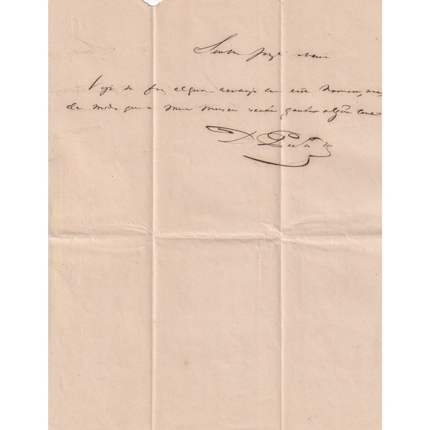 Carta manuscrita de Dom Pedro II com seu envelope e o selo de cera Cartas Com certificado de autenticidade e garantia