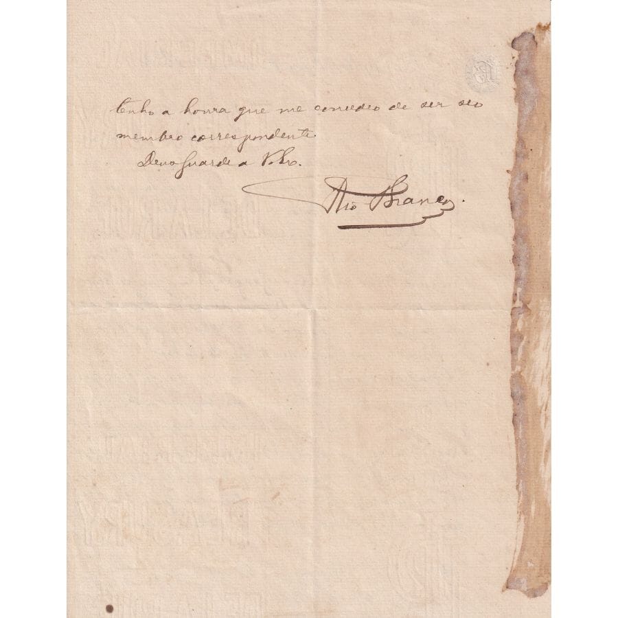 Carta manuscrita do Barão do Rio Branco (1894) Cartas Com certificado de autenticidade e garantia