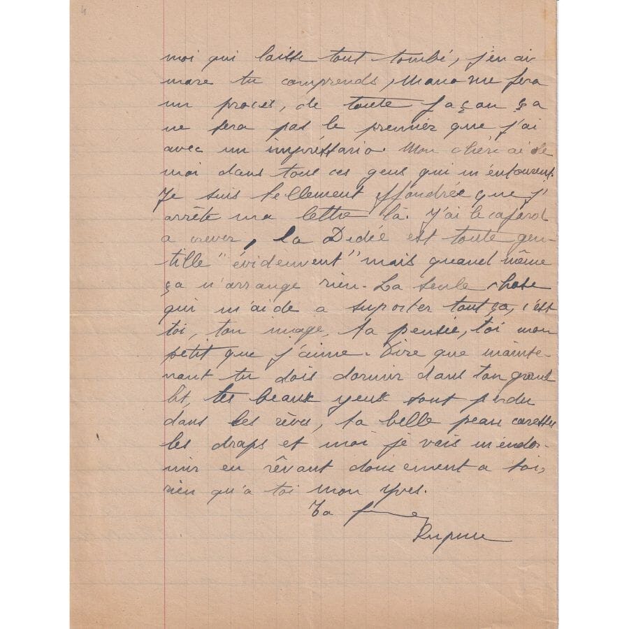 Carta manuscrita de Edith Piaf (1945) Cartas Com certificado de autenticidade e garantia