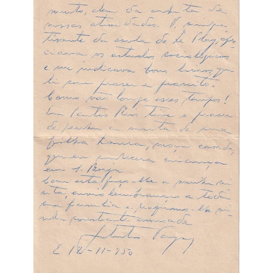 Carta manuscrita de Getúlio Vargas (1950) Cartas Com certificado de autenticidade e garantia