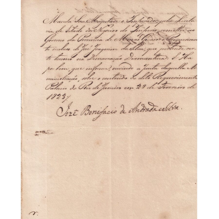 Carta manuscrita de José Bonifácio de Andrada e Silva (1823) Cartas Com certificado de autenticidade e garantia