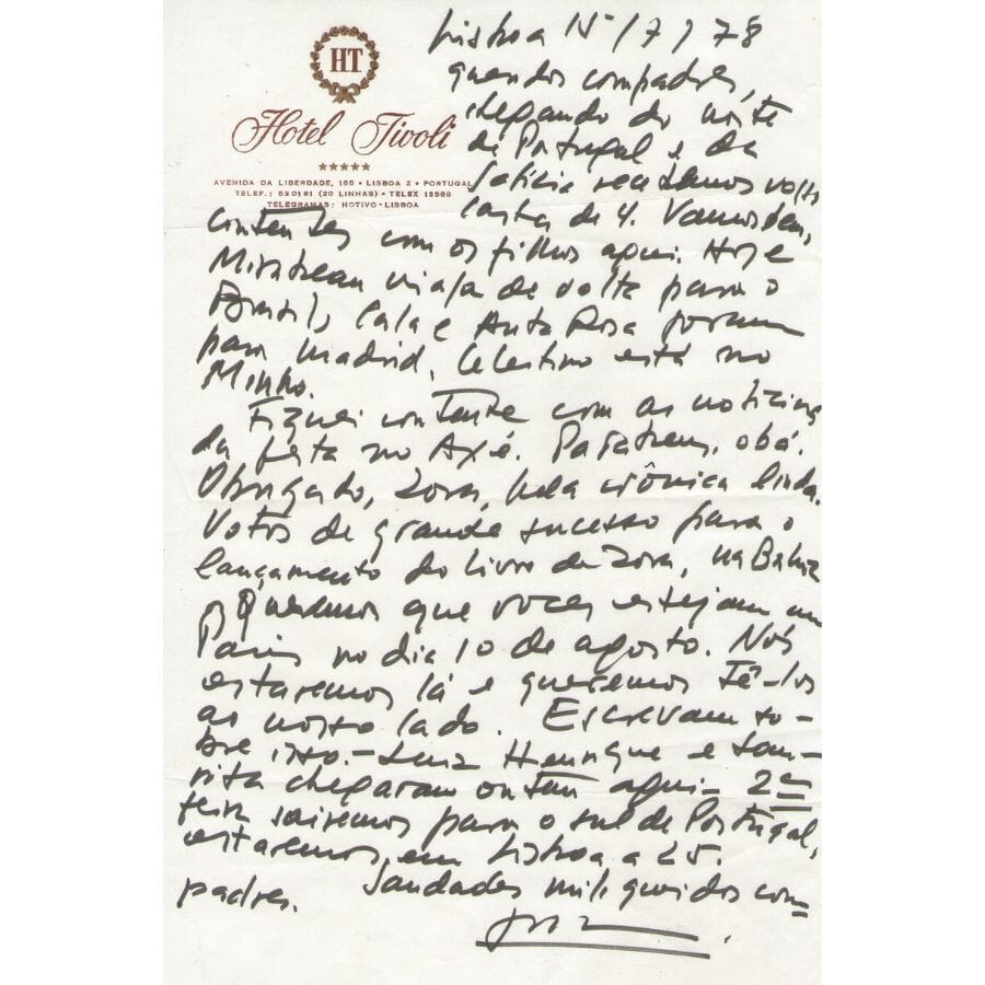 Correspondência de Jorge Amado e Zélia Gattai (1960s, 1970s, 1980s, 1990s) Com certificado de autenticidade e garantia 