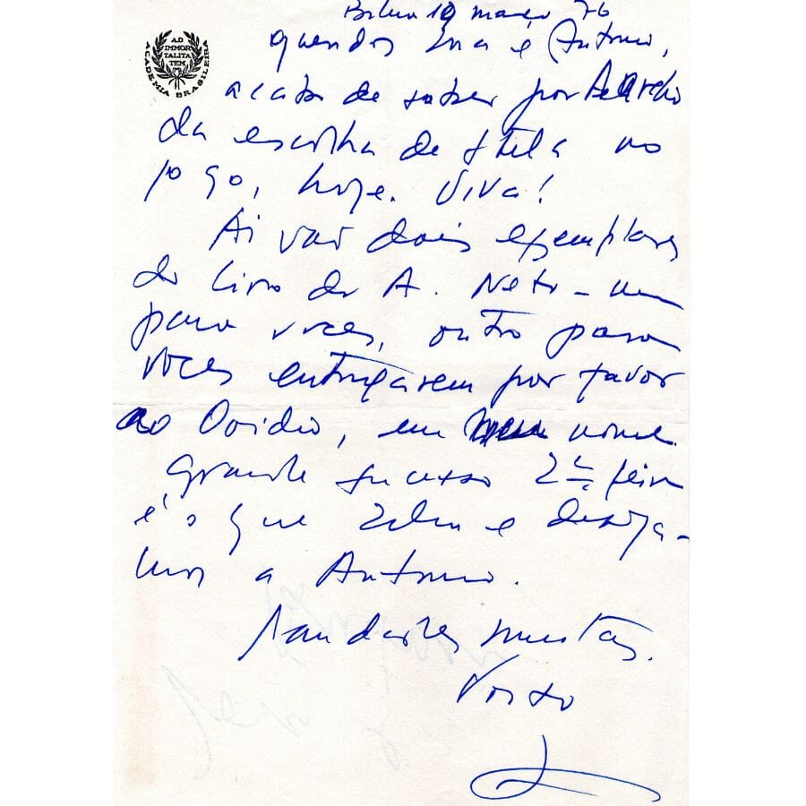 Correspondência de Jorge Amado e Zélia Gattai (1960s, 1970s, 1980s, 1990s) Com certificado de autenticidade e garantia 