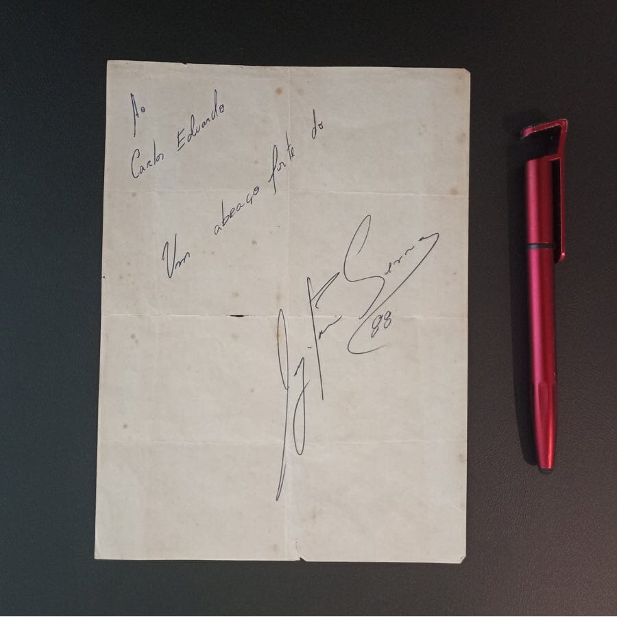 Dedicatória de Ayrton Senna (1988) Autógrafos e dedicatórias Com certificado de autenticidade e garantia