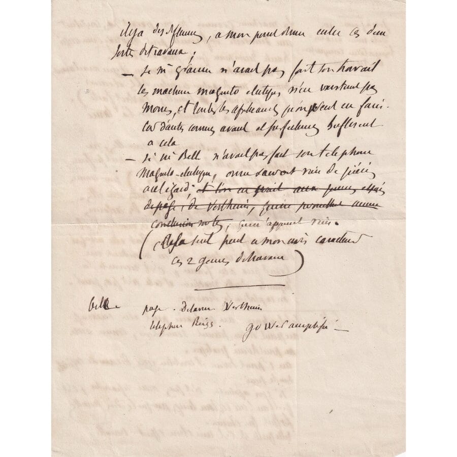 Manuscrito de Edmond Becquerel (1880s) Manuscritos Com certificado de autenticidade e garantia