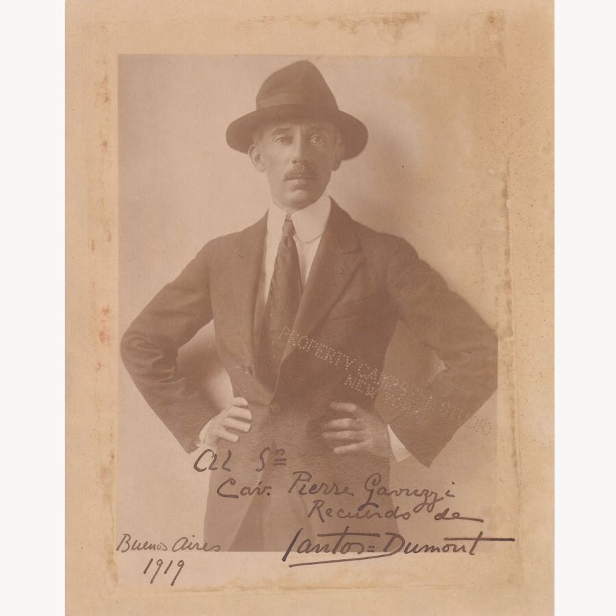 Grande retrato autografado de Alberto Santos-Dumont (1919) Autógrafos e dedicatórias Com certificado de autenticidade e garantia