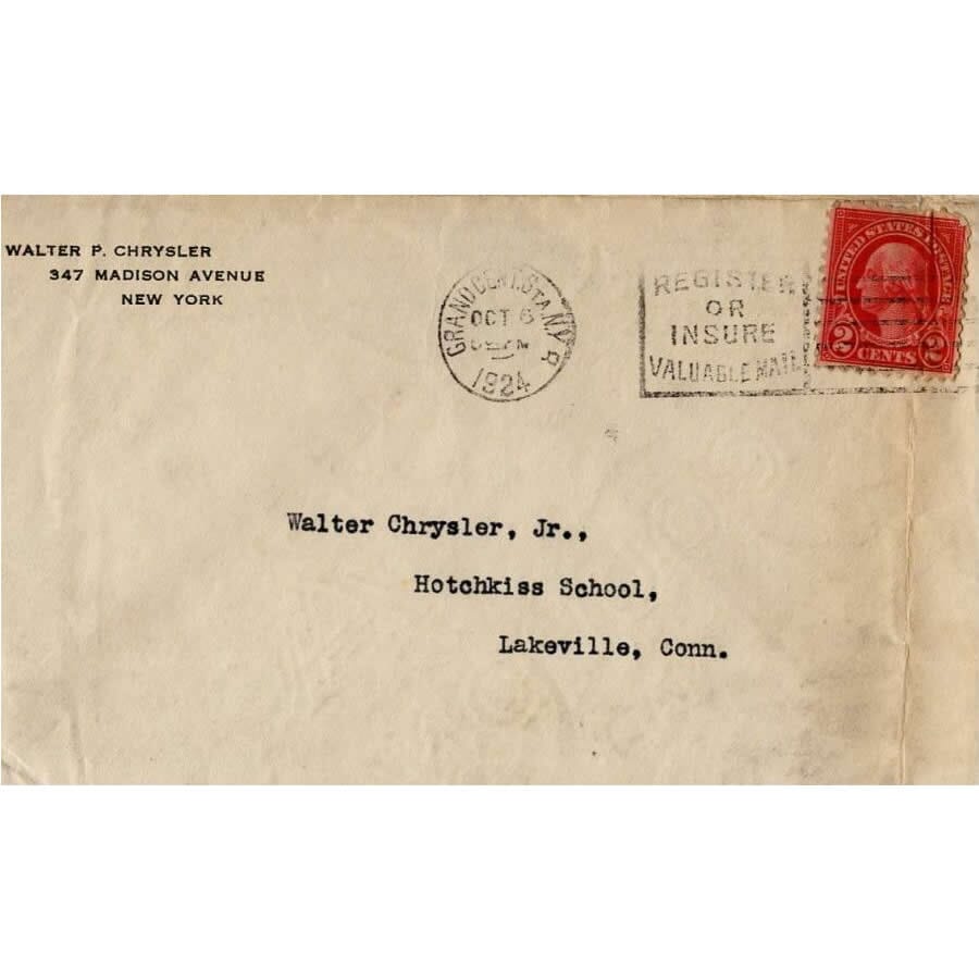 Carta assinada por Walter Chrysler (1924) Cartas Com certificado de autenticidade e garantia 