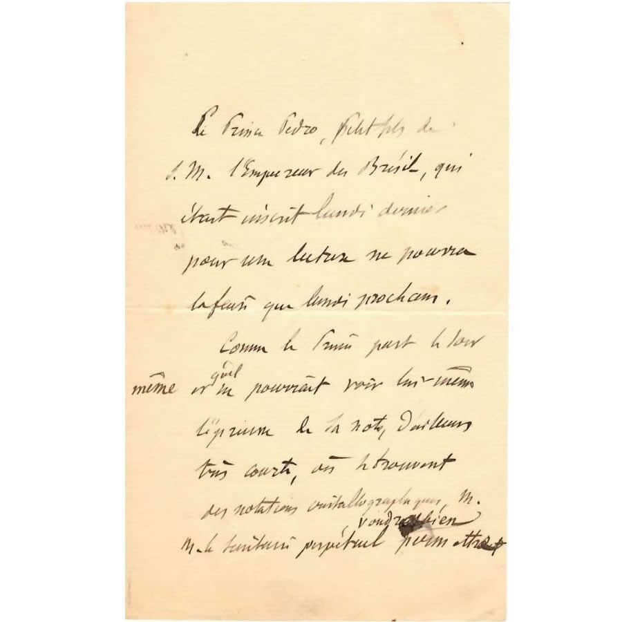 Carta manuscrita de Gabriel Auguste Daubrée (1874) Cartas Com certificado de autenticidade e garantia 