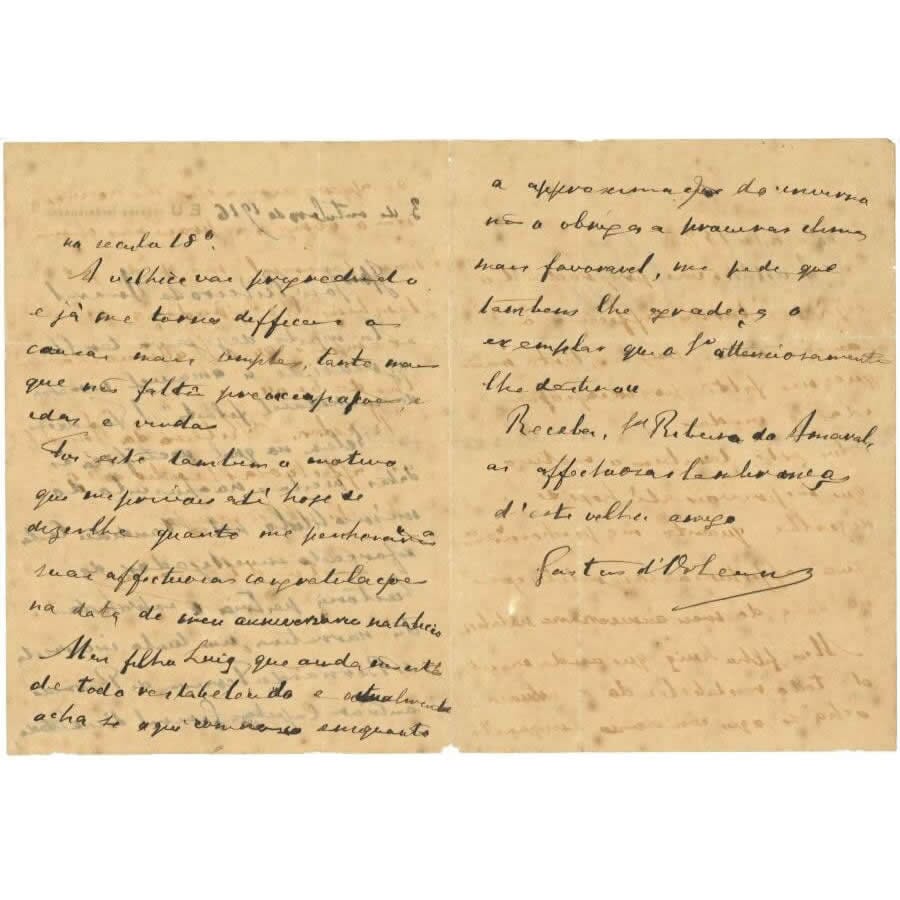 Carta manuscrita do Conde d´Eu (1916) Cartas Com certificado de autenticidade e garantia