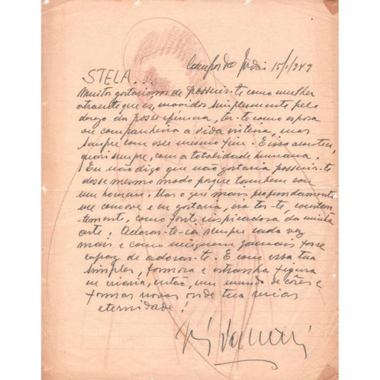 Carta manuscrita de José Pancetti (1949) Cartas Com certificado de autenticidade e garantia 