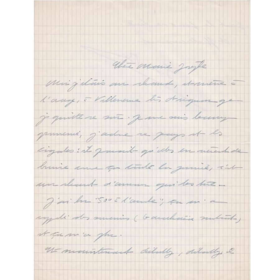 Carta manuscrita de Simone de Beauvoir para Marie-Jo Bonnet Cartas Com certificado de autenticidade e garantia 