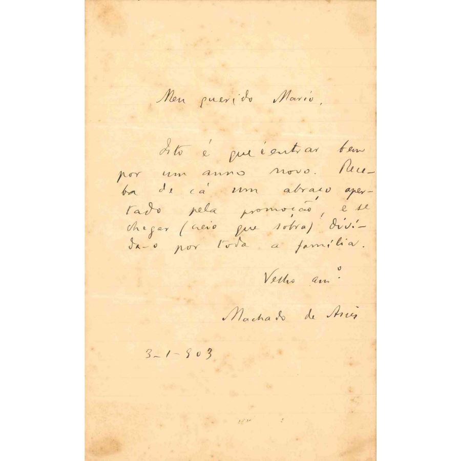 Carta manuscrita de Machado de Assis (1903) Cartas Com certificado de autenticidade e garantia