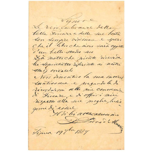Carta manuscrita de Dom Pedro II (1889) Autógrafos e dedicatórias Com certificado de autenticidade e garantia 