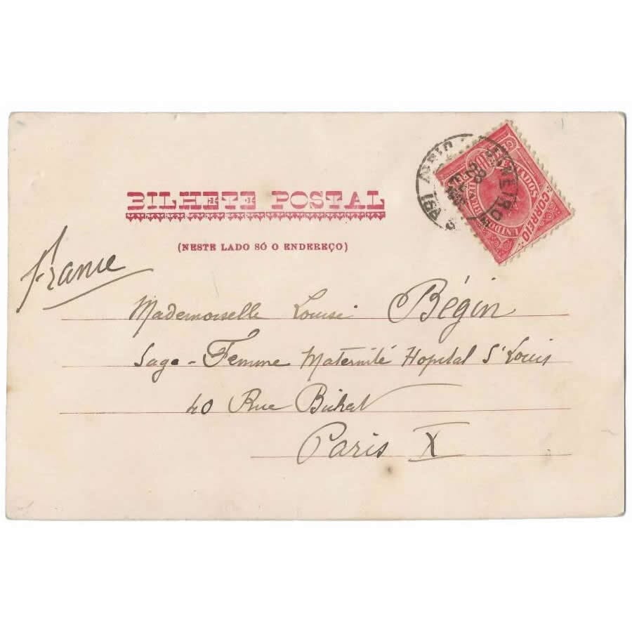 Cartão postal de um turista francês no Rio de Janeiro (1903) Cartas Com certificado de autenticidade e garantia 
