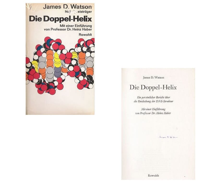 Livro e dedicatória de James Watson (1991)