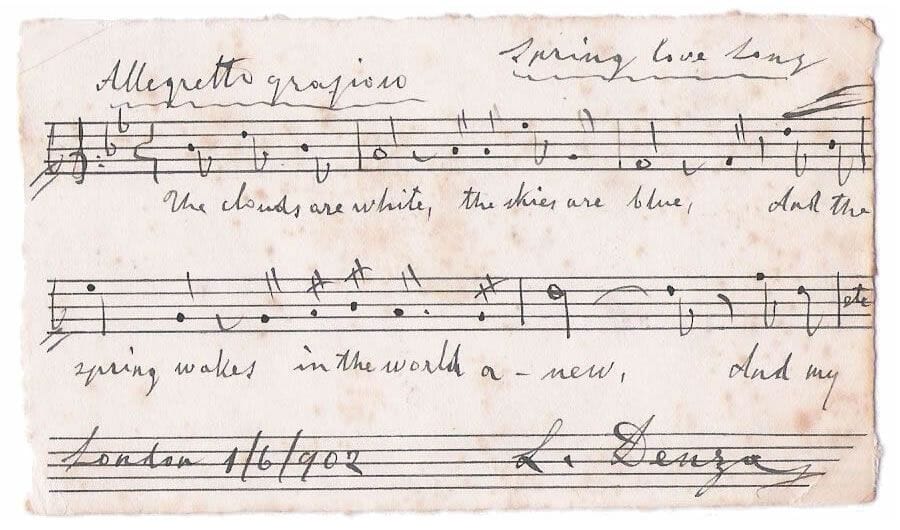 Partitura manuscrita de Luigi Denza (1902)