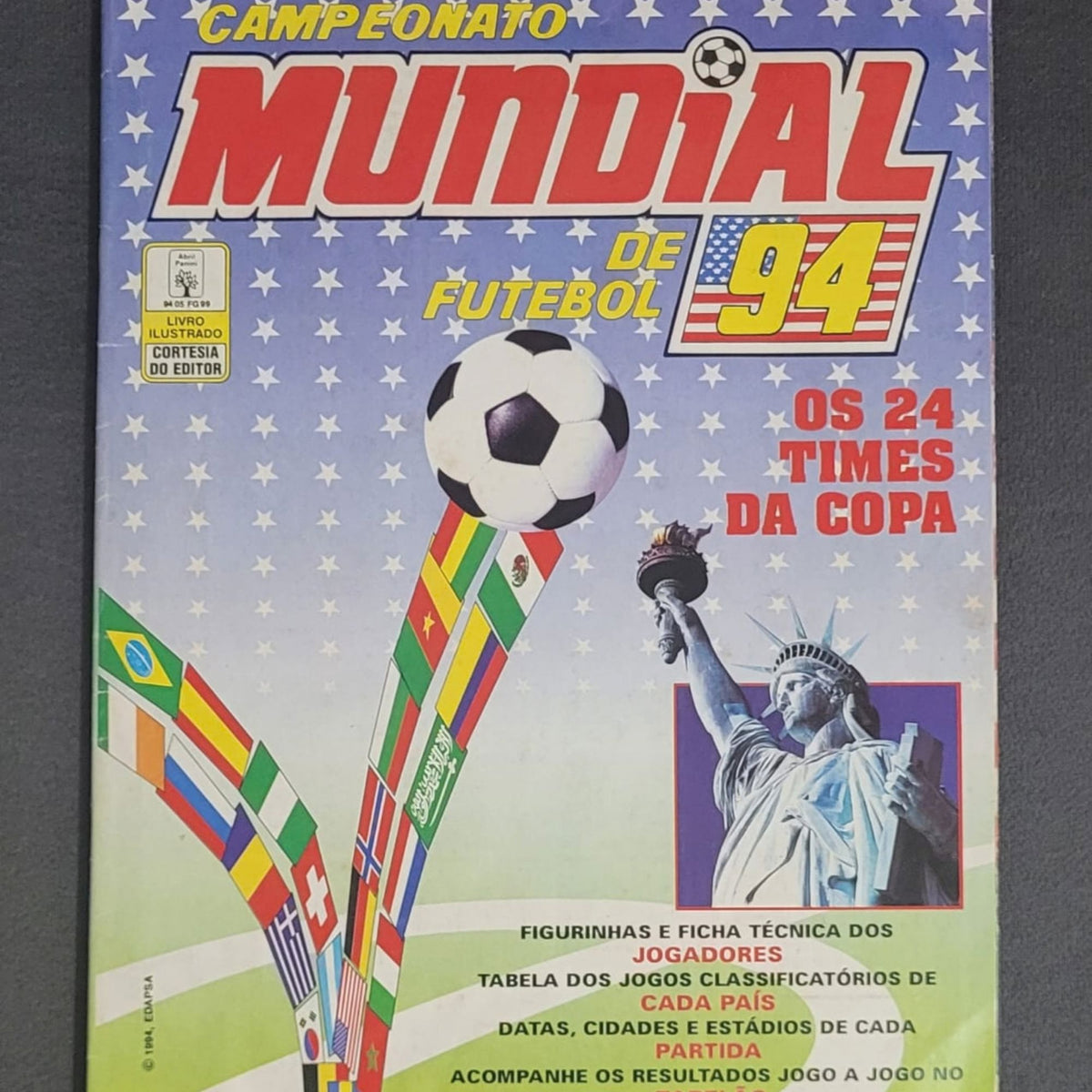Álbum Panini da Copa 1994 autografado pelos principais jogadores da Seleção Brasileira, incluindo Ronaldo Nazário Diversos Com certificado de autenticidade e garantia 