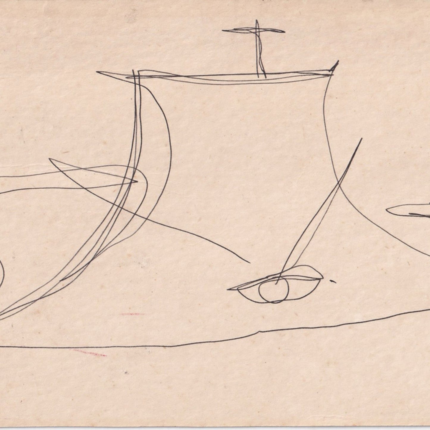 Desenho original com dedicatória de Oscar Niemeyer (1983) Desenhos Com certificado de autenticidade e garantia 