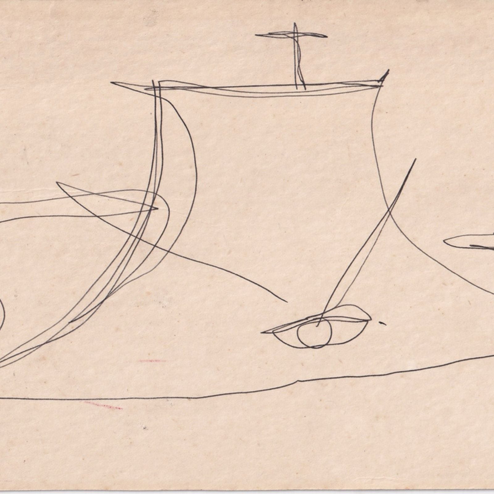 Desenho original com dedicatória de Oscar Niemeyer (1983) Desenhos Com certificado de autenticidade e garantia 