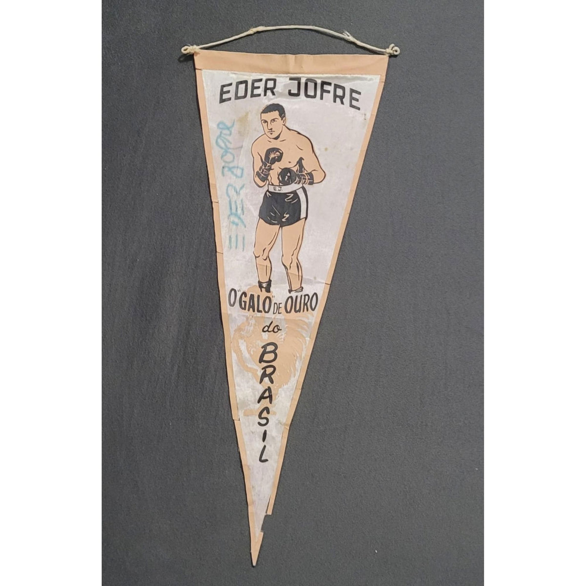 Flâmula da década de 1960 autografada por Éder Jofre, "O Galo de Ouro do Brasil" Diversos Com certificado de autenticidade e garantia 