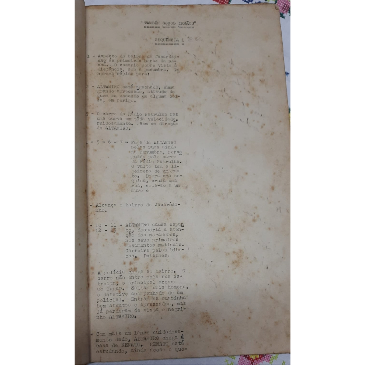 Screenplay for the film "Também somos irmãos" by actor Aguinaldo de Oliveira Camargo (1949)