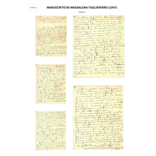 Manuscrito de Magdalena Tagliaferro (1947) Manuscritos Com certificado de autenticidade e garantia 