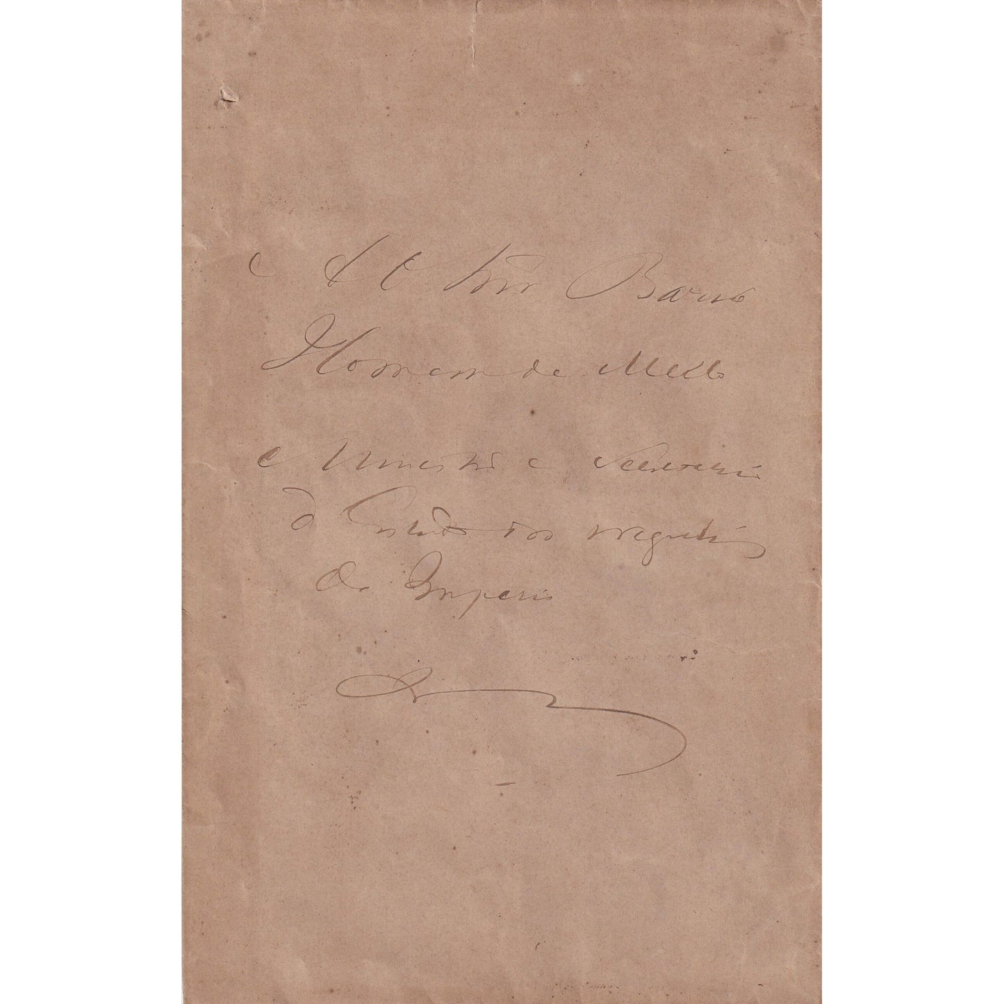 Carta manuscrita de Dom Pedro II (1880) Cartas Com certificado de autenticidade e garantia 