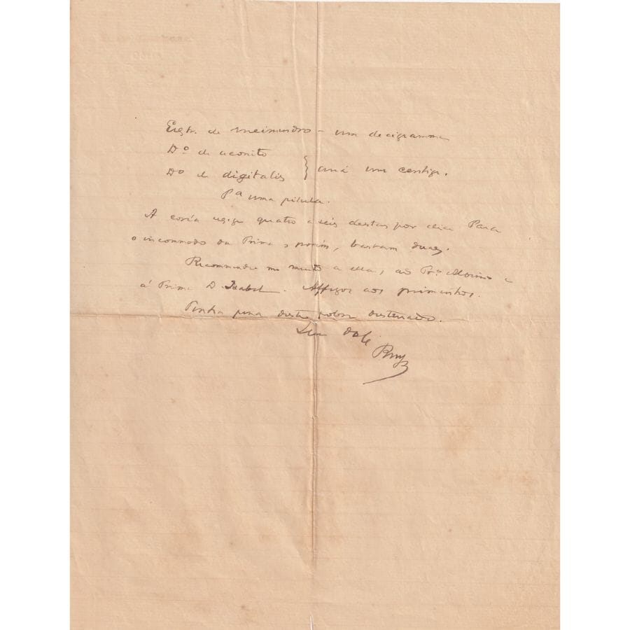 Carta manuscrita de Ruy Barbosa (1883) Com certificado de autenticidade e garantia 