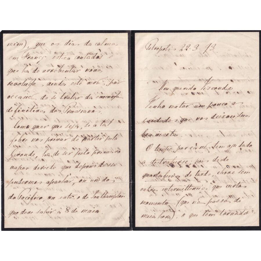 Carta manuscrita de Gastão de Orléans (1893) Cartas Com certificado de autenticidade e garantia 