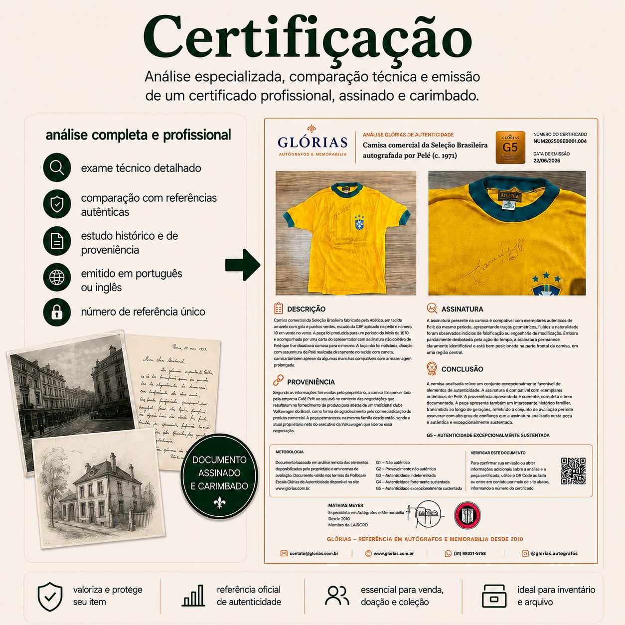 Certifique seu item para valorizá-lo Glórias | Autógrafos e Manuscritos Raros 