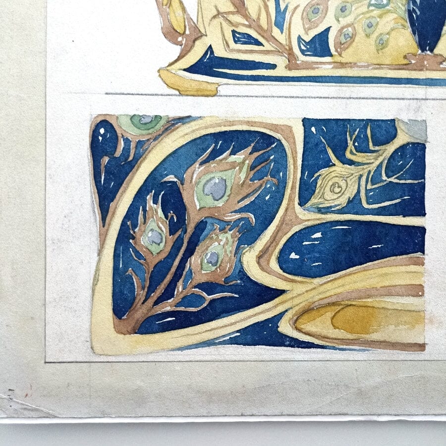 Desenho de joalheiro, com estilo Art Nouveau (início do século XX) Desenhos Com certificado de autenticidade e garantia 