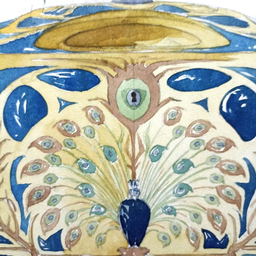 Desenho de joalheiro, com estilo Art Nouveau (início do século XX) Desenhos Com certificado de autenticidade e garantia 