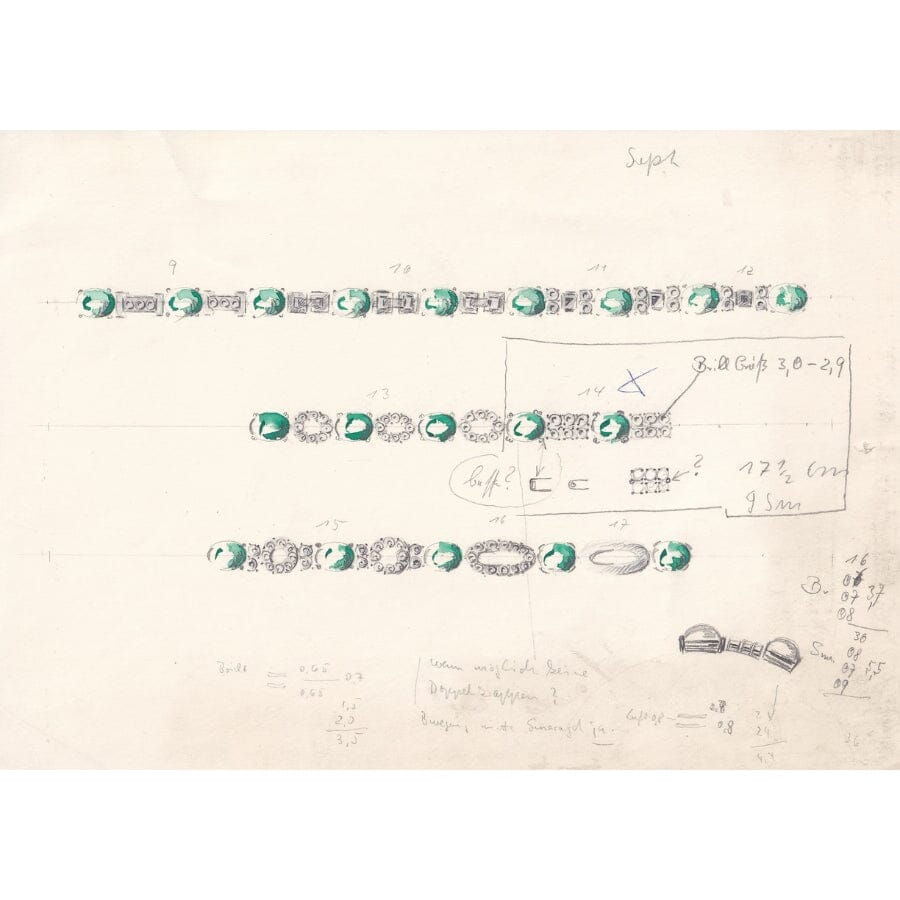 Desenhos antigos de joalheria europeia (início do Século XX) Desenhos Com certificado de autenticidade e garantia 