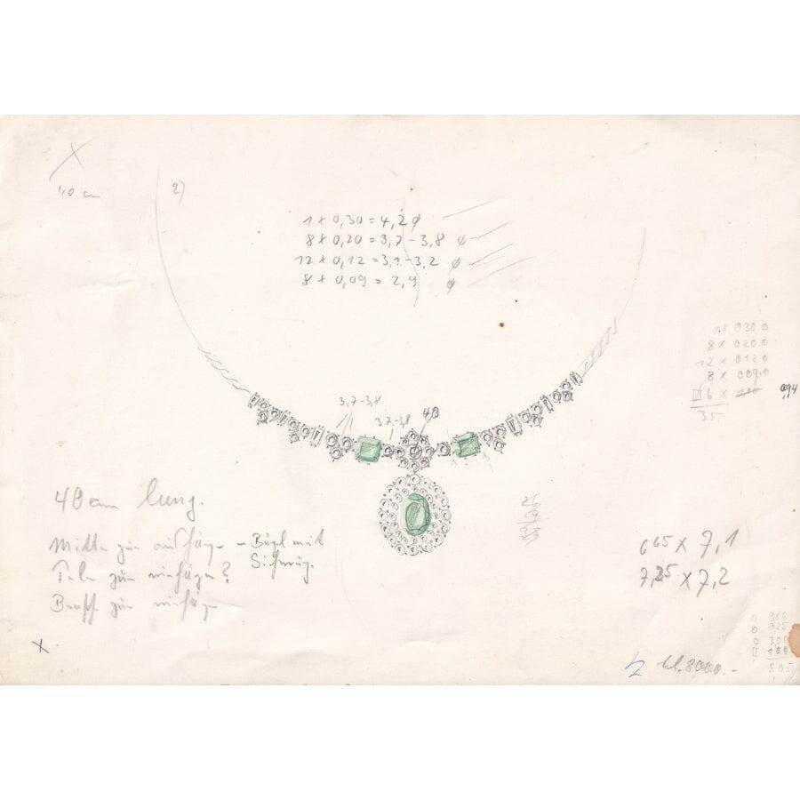 Desenhos antigos de joalheria europeia (início do Século XX) Desenhos Com certificado de autenticidade e garantia 