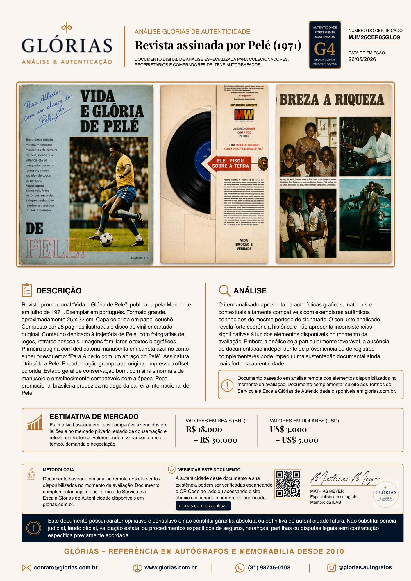 Descubra se seu item é autêntico e quanto ele vale Glórias | Autógrafos e Manuscritos Raros 
