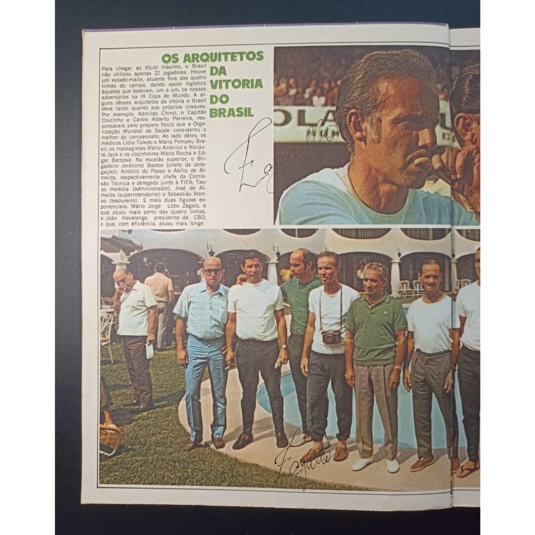 Revista “a epopeia do tri” com os autógrafos de sete jogadores, inclusive Pelé (1970) Autógrafos e dedicatórias Com certificado de autenticidade e garantia 