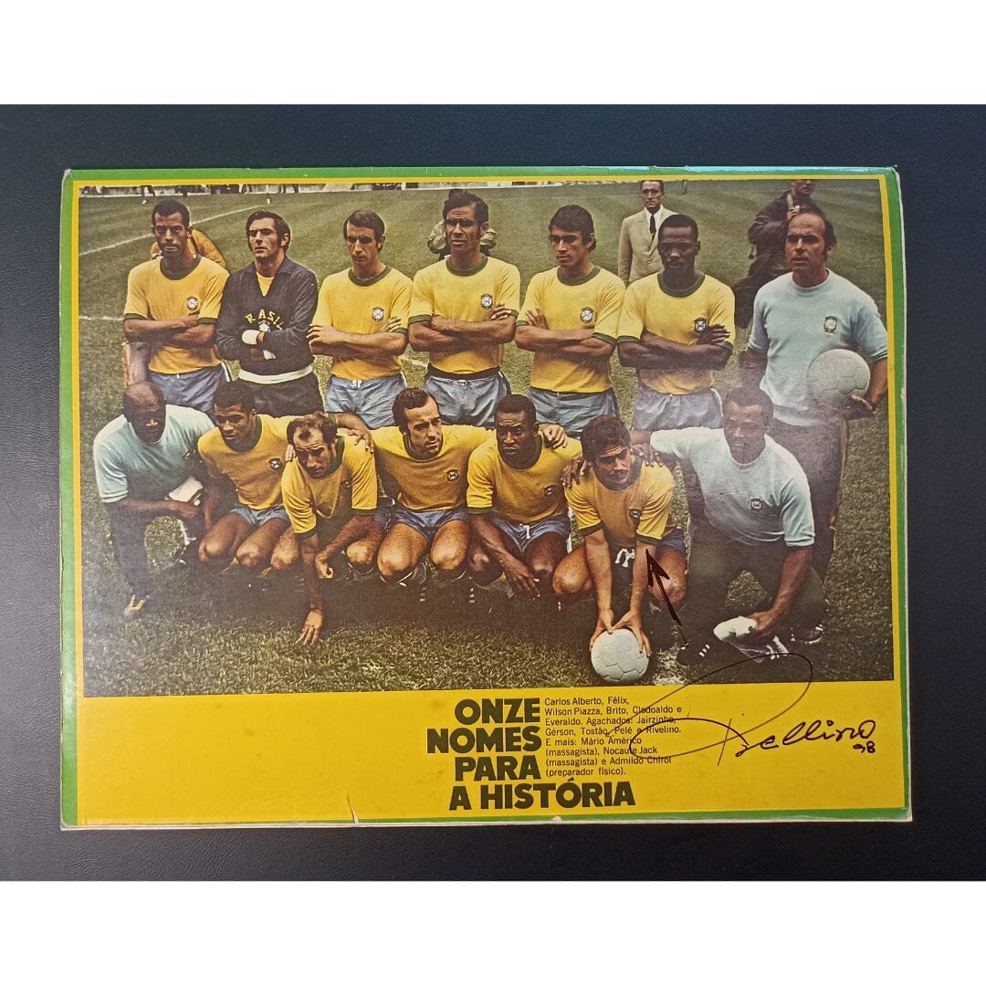 Revista “a epopeia do tri” com os autógrafos de sete jogadores, inclusive Pelé (1970) Autógrafos e dedicatórias Com certificado de autenticidade e garantia 