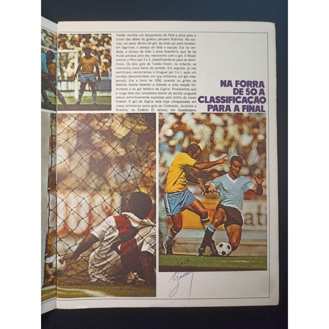 Revista “a epopeia do tri” com os autógrafos de sete jogadores, inclusive Pelé (1970) Autógrafos e dedicatórias Com certificado de autenticidade e garantia 