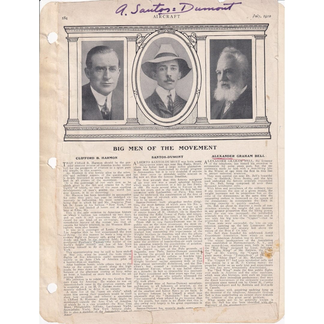 Autógrafo de Alberto Santos-Dumont (por volta de 1910) Autógrafos e dedicatórias Com certificado de autenticidade e garantia 