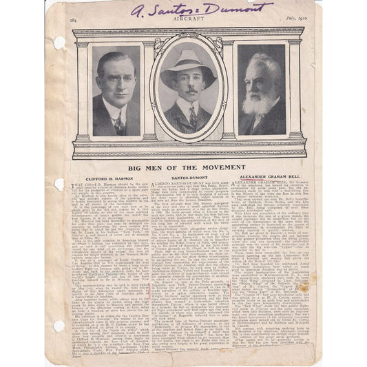 Autógrafo de Alberto Santos-Dumont (por volta de 1910) Autógrafos e dedicatórias Com certificado de autenticidade e garantia 