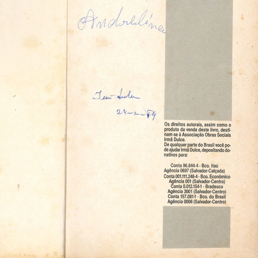 Assinatura da irmã Dulce (1984) Autógrafos e dedicatórias Com certificado de autenticidade e garantia 