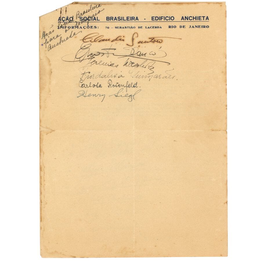 Autógrafos de Bidu Sayão, Heitor Villa-Lobos e Roberto Burle Marx (1946) Autógrafos e dedicatórias Com certificado de autenticidade e garantia 