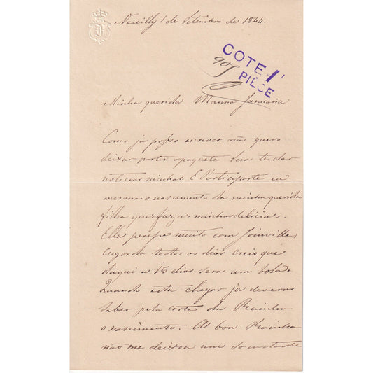 Carta de Francisca para Januária (1844) Cartas Com certificado de autenticidade e garantia 